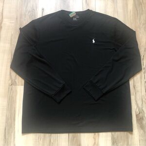 Polo by Ralph Lauren Performance Black Long-Sleeve Crewneck Tee White Polo Pony